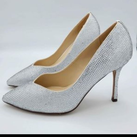 Silver Satin Pump Heels - Picture 3 of 3